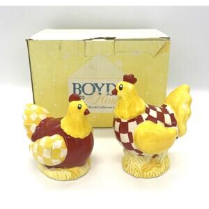Boyds Jake & Judy Salt & Pepper Shakers Chickens Hens Farmhouse Country